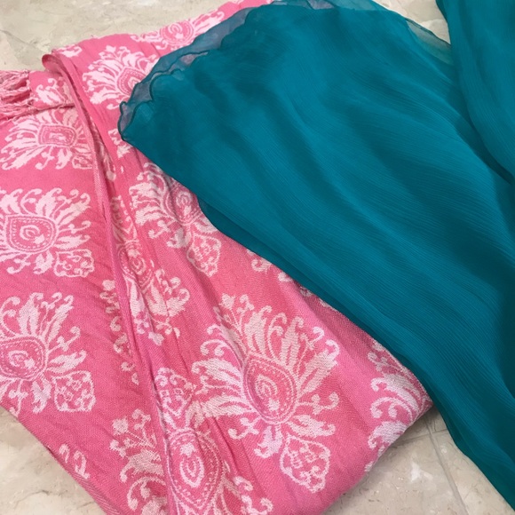 Bundle pink and teal scarf - Picture 2 of 2